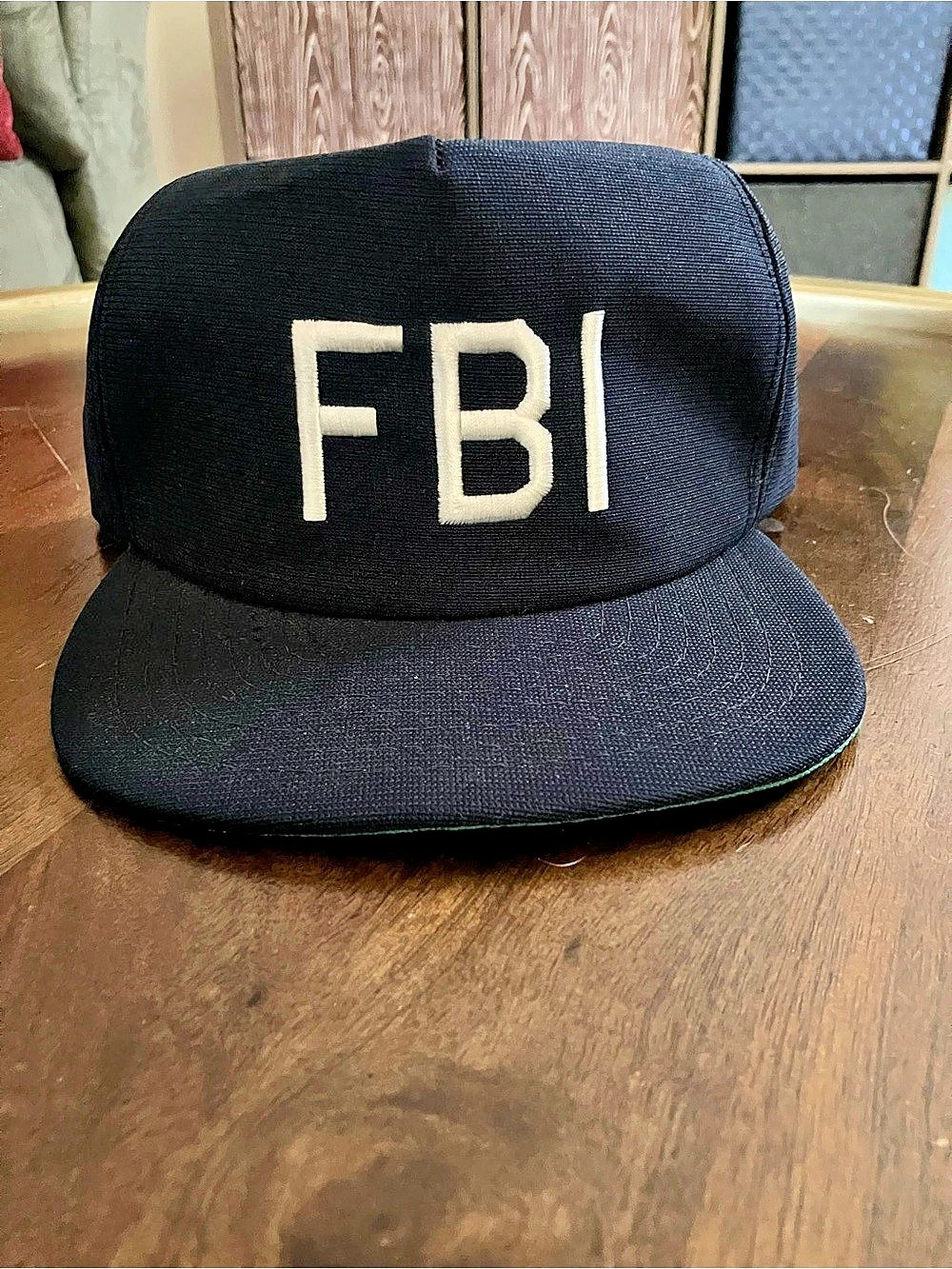 Vintage 80s FBI Snapback Hat Navy & Green